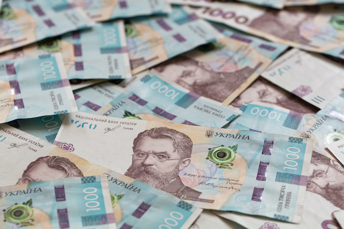 Closeup 1000 hryvnias banknote